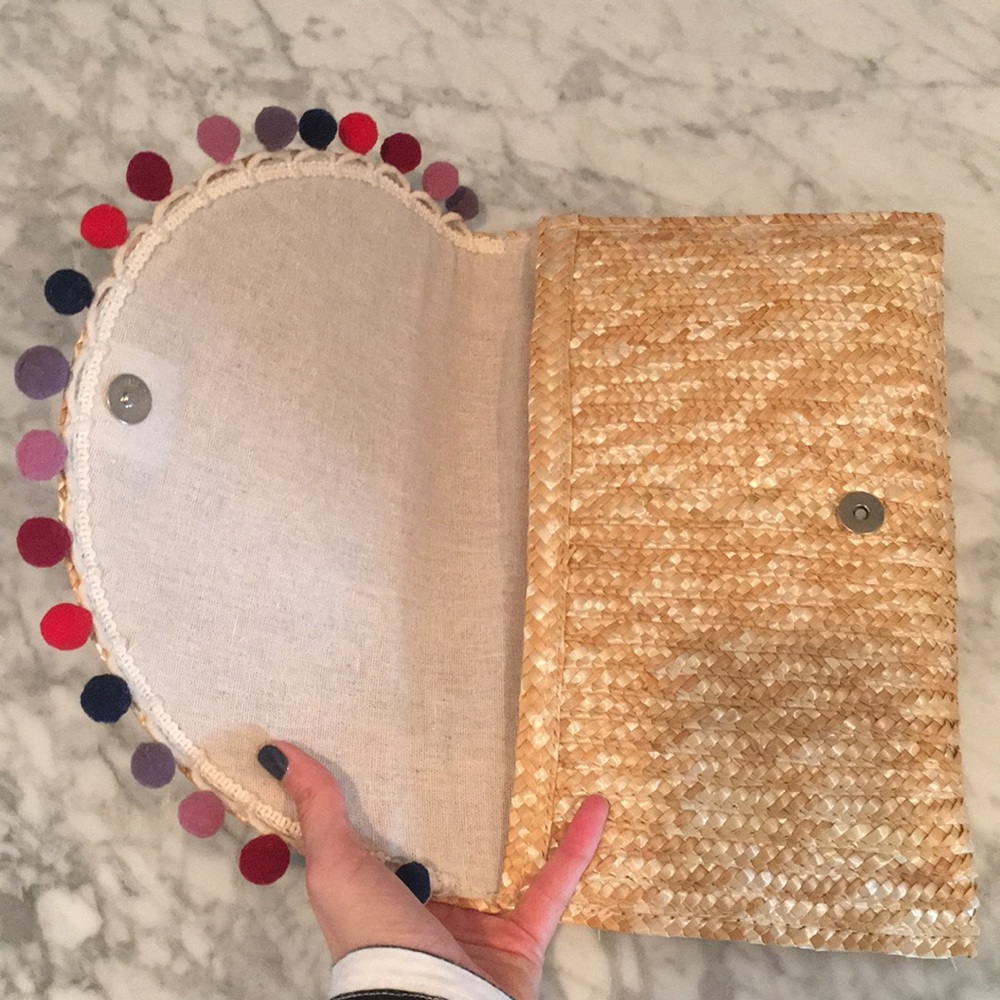 Woven Clutch with Rainbow Poms - Picture 3 of 3